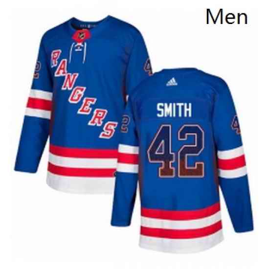 Mens Adidas New York Rangers 42 Brendan Smith Authentic Royal Blue Drift Fashion NHL Jersey